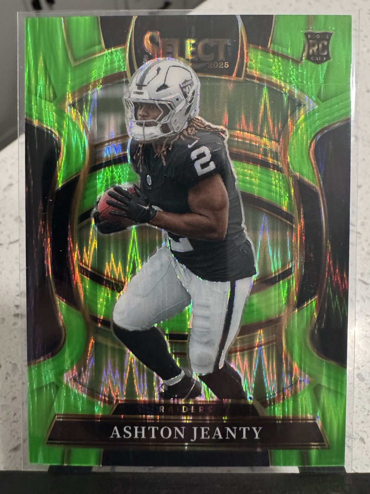 2025 Panini Select - Concourse Ashton Jeanty #4 Neon Green Shock Prizm /699 (RC)