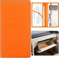 Car Registration and Insurance Holder, Premium Pu Leather Vehicle Glove Box Orga
