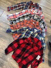 Boys Size 5 Long Sleeved Plaid Button Up Shirt Lot Some Flannel Some Cotton