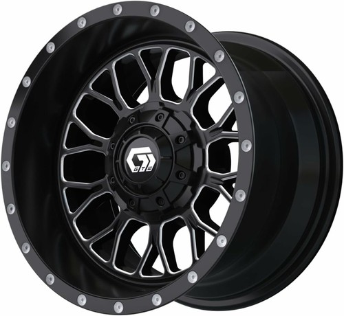 Set of 4 GTW Helix 12x7 Matte Black Aluminum Golf Cart Wheel | 3:4 Offset | 4x4 - Picture 5 of 7