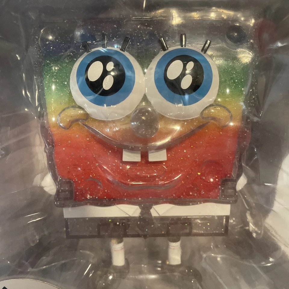 Spongebob Rainbow Glitter Kidrobot Vinyl Art Figure Collectible Nickelodeon - Image 2 of 4