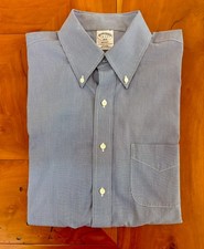 Brooks Brothers Non-Iron All Cotton Dress Shirt Blue Check Mens 16 34/35