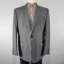 Chaps Men's Sport Coat Blazer Two Button Gray Polyester Blend Size about 46L