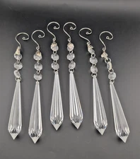 Acrylic Crystal Tear Drop Ornaments Multiple Occasion Uses 8 1/2" Long, Set of 6