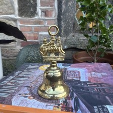 Vintage Brass Table Bell Victory Ship   Dinner Bell Decorative & Patina Ocean 