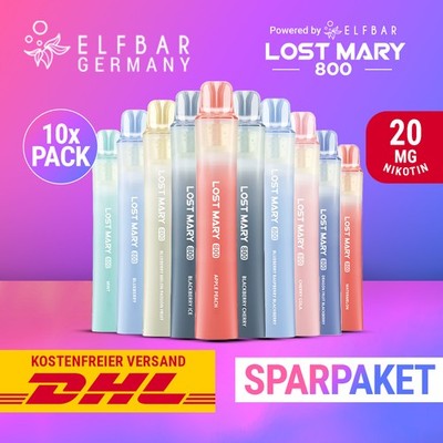 10 x Elfbar Lost Mary 800 E-Zigarette E-Shisha - 20mg Nikotin - Alle Sorten