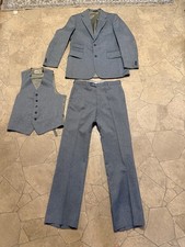 Men's VTG 70s Gray 3 PC Levi's Panatela Leisure Suit 40 L 1970s Disco Polyester