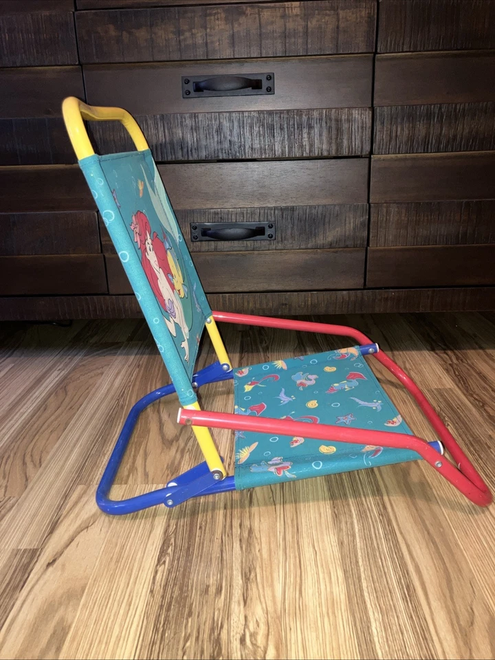 Silla de playa Sirenita Disney vintage años 90 silla plegable rara difícil de encontrar Foto 3 de 4