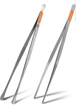 2 Pcs Kitchen Tweezer 12  Straight  Round Tip Set Long Food Tongs Chef DIY Tool