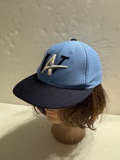 Pacific Headwear Youth Trucker stretch Hat Blue/White Embroidered Logo