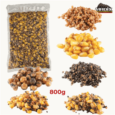 Madix Futtermix 800g Hanf Tigernuss Samereien Mais Weizen Lockfutter Köder