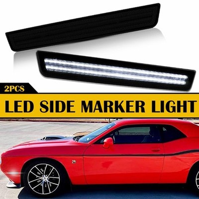 For 15-22 Dodge Challenger White LED Front Bumper Side Light Marker Lamp 2PCS
