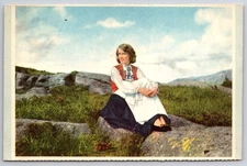 Vtg Postcard Norway Young Girl in the Colorful Hardanger Costume Folklore