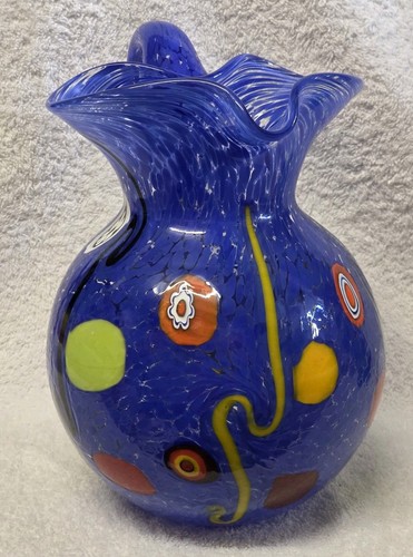 🔶️SIGNED MCM FRANCO SCHIAVON STUDIO MURANO ART GLASS PITCHER MIRO MILLEFIORI - Picture 5 of 17