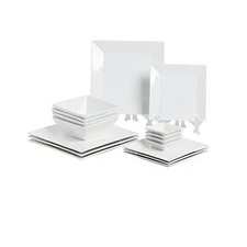 16-Piece Classic Square Dinnerware Set for 4-Square Dinner white service for 4