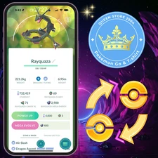 Pokémon PTC—TRADE —GO — Shiny Rayquaza — Moveset Dragon Ascent—Digital