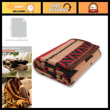 PuTian Merino Wool Blanket, Soft Throw for Camping, 63" 51", Kaki Flame