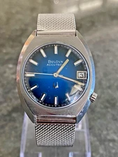 1975 BULOVA ACCUTRON Tuning Fork Watch w/ Date.  Serviced. New Crystal and Band.
