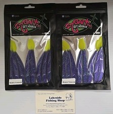 2 PACKS 27 BAIT CO 4" PLASTIC FISHING LURES HAWG TROUGH HOT DETROIT RIVER COLOR 