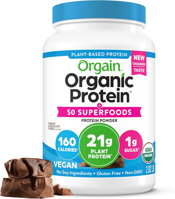 Organic Vegan Protein Powder, 50 Superfoods, Creamy Chocolate Fudge  2.02Lb
