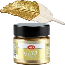 Maya Gold Metallic Acrylic Paint 1.52 Fl Oz Dynamic Craft Paint for Any Surface