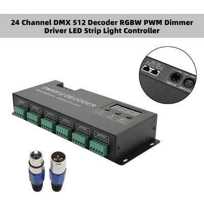 24 Kanal DMX 512 Decoder RGBW PWM Dimmer Treiber LED Streifen Licht Controller
