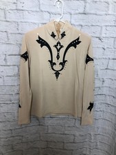 Hobby Horse Western Showmanship Tunic Shirt, Cream with black Scroll, Size XL