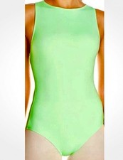 NWT Capezio TB223W Green w Blue Straps Adult Ballet Dance Leotard Lg  XL Avail