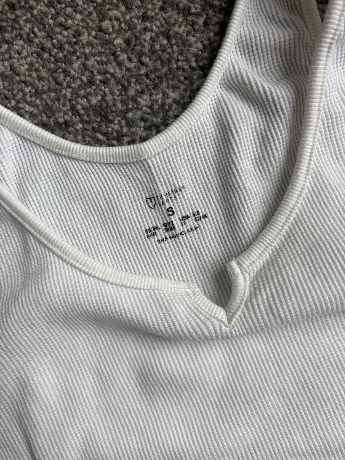 Primark ribbed crop tank top White S V-neck Cami Henley Vest Classic Daily Wear image 3