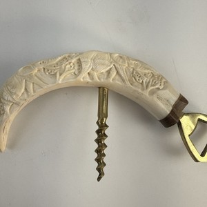 VTG Boars Tusk Corkscrew Bottle Opener Carved