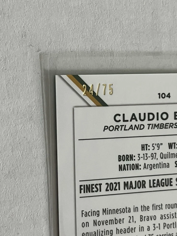 2022 Topps Finest MLS Claudio Bravo #104 Aqua Refractor /75 - Image 3 of 3