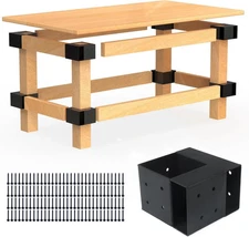 Heavy Duty Workbench Bracket Kit – Set of 8 Steel 3-Way Brackets for 4X4 and 2X4