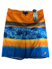 Laguna NWT Boys XL 18/20 Board Shorts/Swim Trunks Orange Blue Palm Tree Beach