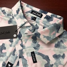 Bad Birdie Mirage Oasis Core Polo Mens Large Shirt Camo Summer Performance NWT