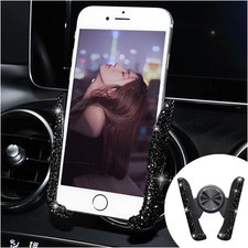 Bling Car Phone Holder 360 Adjustable Crystal Rhinestone Vehicle Dash Air Vent