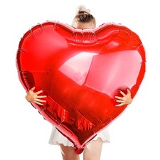 [4 Pcs] 32" Big Red Heart Foil Balloons, Giant Jumbo Pack of 4,
