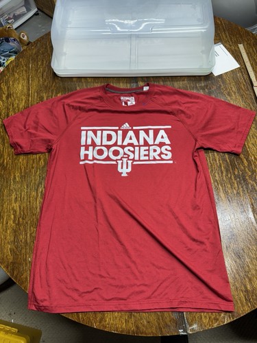 Adidas Indiana Hoosier T-Shirt Spellout Men’s Red Short Sleeve Large