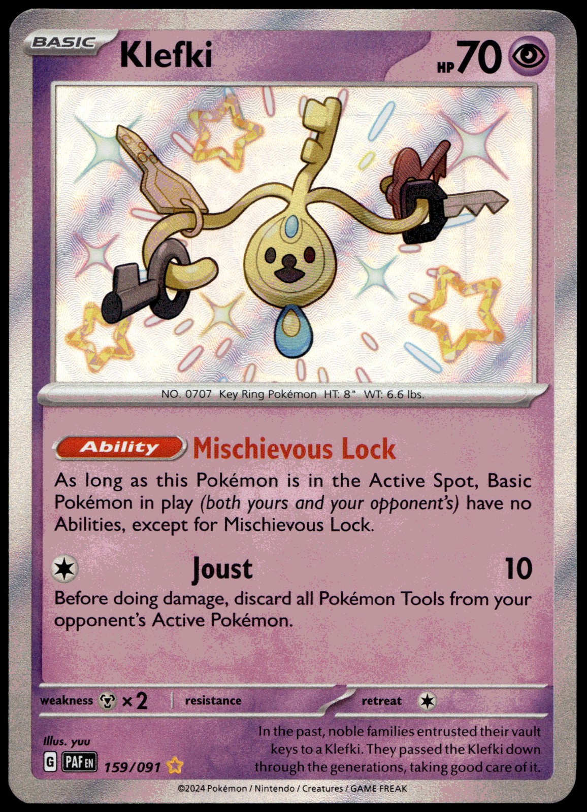 Klefki Shiny Rare SV: Paldean Fates 159/091 NM