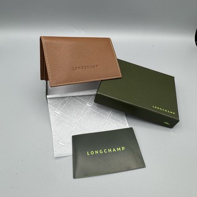 Longchamp Brown Cowhide Leather BiFold Pocket CC Wallet Minimalist Unisex 4 in