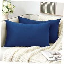 Throw Pillow Covers Decorative Velvet Set of 2 20" x 12" Pack of 2 Navy Blue