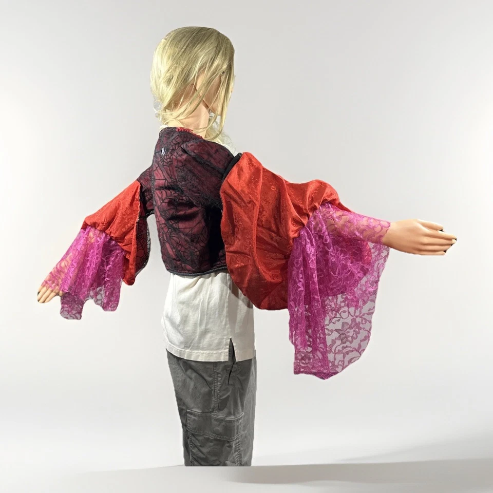 Rare Vtg Gothic Witch Bolero Shrug Spiderweb Lace Bell Sleeve Jacket M/L - Image 4 of 4