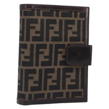 FENDI Zucca Canvas Day Planner Cover Brown Black Auth 199457