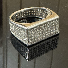 925 Sterling Silver Men’s Signet Ring – Pave Cubic Zirconia – Size R