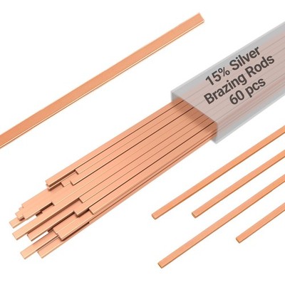 15% Silver Brazing Rods 60 Sticks - Phos Copper Welding Alloys for HVAC, AC, Ref