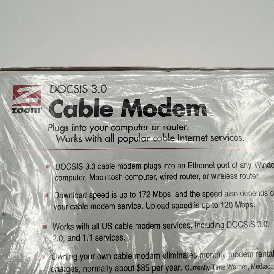 New Sealed Zoom Cable Modem Docsis 3.0 172 Mbps Speed - Model 5341-02-03H - Image 3 of 4