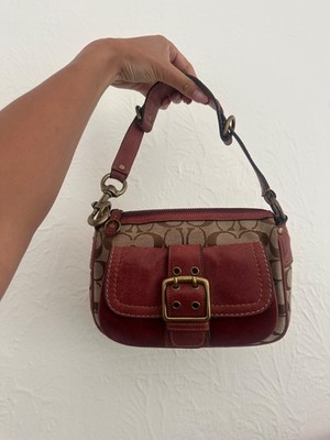 Authentic Vintage Coach bag from early 2000's. Red burgundy suede