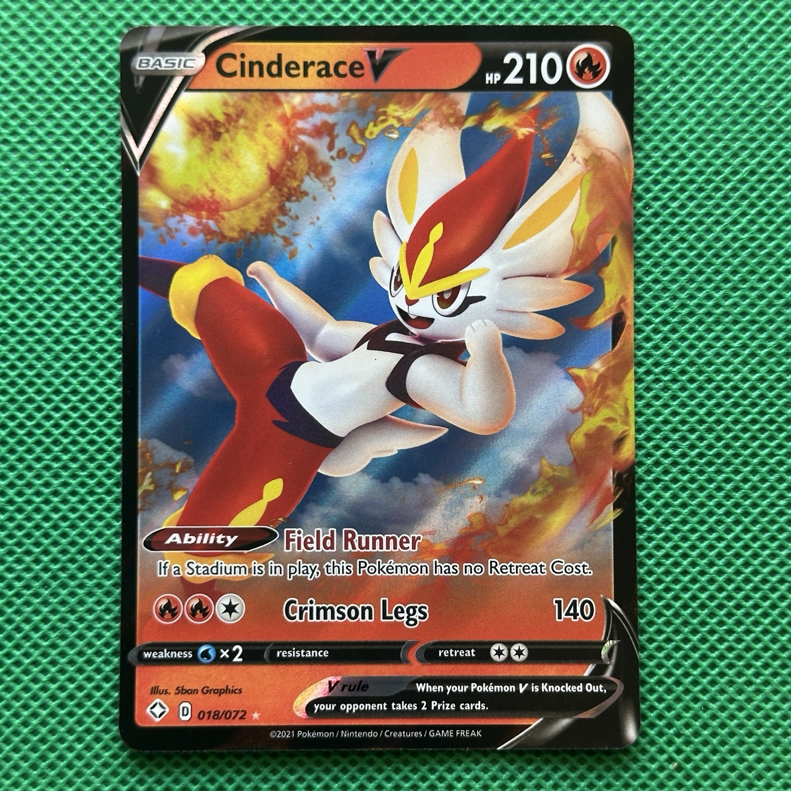 Cinderace V 018/072 Shining Fates Holo V Rare 2021 Pokemon TCG Card