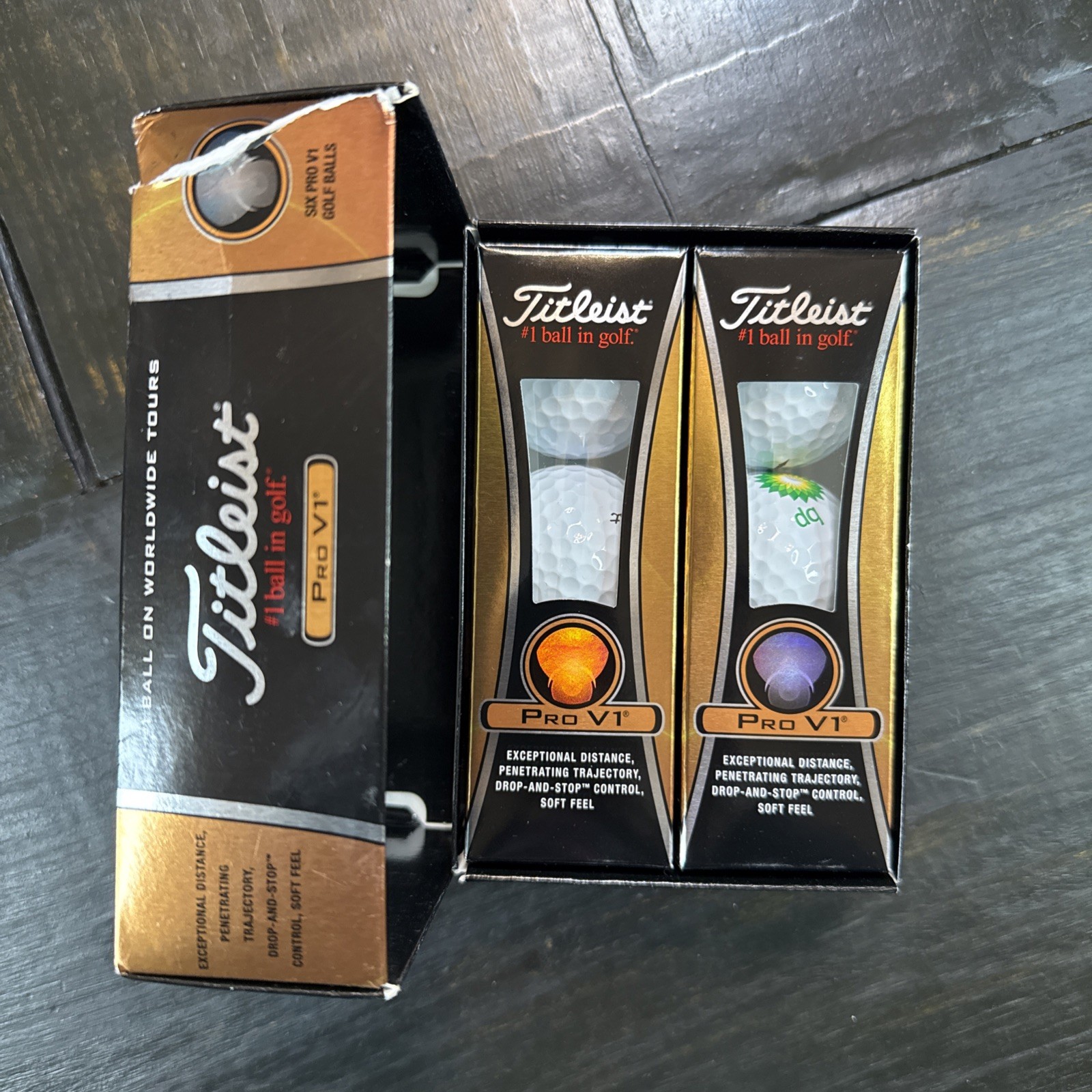 New Titleist Pro V1 Golf Balls White - Qty.(Two Packs of  3)  Opened Box