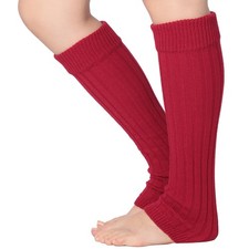 Womens Cable Knit Leg Warmers Ribbed Knee High Boot Socks Winter Dance Warmups