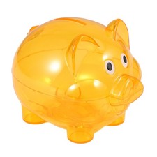 2X(Nettes Plastik Schwein Klares Sparschwein Muenzen Kasten Geld Kasse Eins1179